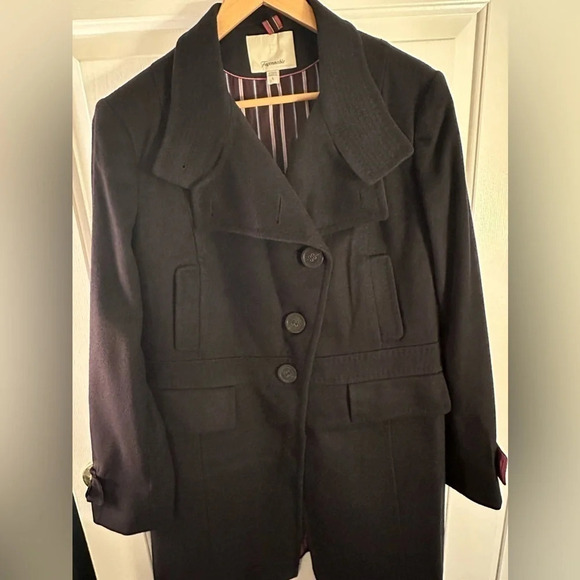 NWOT Faconnable Women’s Navy Wool and Cashmere Long Coat Size Large - Picture 1 of 8